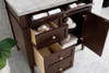 Brittany 36" Single Vanity, Burnished Mahogany w/ 3 CM Victorian Silver Silestone Top