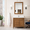 Brittany 36" Single Vanity, Saddle Brown w/ Single Hole 3 CM White Zeus Silestone Top & Backsplash
