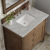 Brittany 36" Single Vanity, Saddle Brown w/ 3 CM Victorian Silver Silestone Top