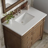 Brittany 36" Single Vanity, Saddle Brown w/ 3 CM White Zeus Silestone Top