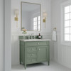 Brittany 36" Single Vanity, Smokey Celadon w/ 3 CM Carrara Marble Top