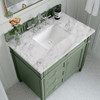 Brittany 36" Single Vanity, Smokey Celadon w/ 3 CM Carrara Marble Top