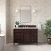 Brittany 48" Single Vanity, Burnished Mahogany w/ 3 CM White Zeus Silestone Top