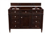Brittany 48" Single Vanity, Burnished Mahogany w/ 3 CM Eternal Jasmine Pearl Silestone Top w/FreePower Wireless Charger