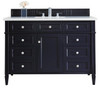 Brittany 48" Single Vanity, Victory Blue w/ 3 CM Eternal Jasmine Pearl Silestone Top w/FreePower Wireless Charger