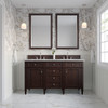 Brittany 60" Double Vanity, Burnished Mahogany w/ 3 CM Victorian Silver Silestone Top