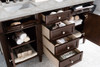 Brittany 60" Double Vanity, Burnished Mahogany w/ 3 CM Victorian Silver Silestone Top