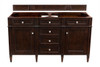 Brittany 60" Double Vanity, Burnished Mahogany w/ 3 CM White Zeus Silestone Top