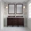 Brittany 60" Double Vanity, Burnished Mahogany w/ 3 CM White Zeus Silestone Top
