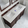 Brittany 60" Double Vanity, Burnished Mahogany w/ 3 CM Eternal Jasmine Pearl Silestone Top w/FreePower Wireless Charger