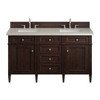 Brittany 60" Double Vanity, Burnished Mahogany, w/ 3 CM Siberian Silestone Top w/FreePower Wireless Charger