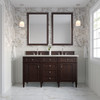 Brittany 60" Double Vanity, Burnished Mahogany, w/ 3 CM Siberian Silestone Top w/FreePower Wireless Charger