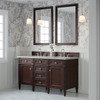 Brittany 60" Double Vanity, Burnished Mahogany, w/ 3 CM Siberian Silestone Top w/FreePower Wireless Charger