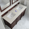 Brittany 60" Double Vanity, Burnished Mahogany, w/ 3 CM Siberian Silestone Top w/FreePower Wireless Charger