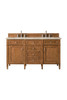 Brittany 60" Double Vanity, Saddle Brown, w/ 3 CM Tajnar Eclos Top