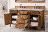 Brittany 60" Double Vanity, Saddle Brown w/ 3 CM Victorian Silver Silestone Top