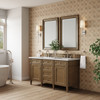 Brittany 60" Double Vanity, Saddle Brown w/ 3 CM White Zeus Silestone Top