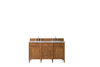 Brittany 60" Double Vanity, Saddle Brown w/ 3 CM Eternal Jasmine Pearl Silestone Top w/FreePower Wireless Charger