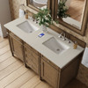 Brittany 60" Double Vanity, Saddle Brown, w/ 3 CM Siberian Silestone Top w/FreePower Wireless Charger