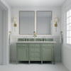 Brittany 60" Double Vanity, Smokey Celadon w/ 3 CM Eternal Jasmine Pearl Top