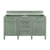 Brittany 60" Double Vanity, Smokey Celadon w/ 3 CM Victorian Silver Top