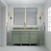 Brittany 60" Double Vanity, Smokey Celadon, w/ 3 CM Tajnar Eclos Top w/FreePower Wireless Charger