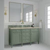 Brittany 60" Double Vanity, Smokey Celadon, w/ 3 CM Tajnar Eclos Top w/FreePower Wireless Charger