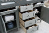 Brittany 60" Double Vanity, Urban Gray w/ 3 CM Parisien Bleu Silestone Top