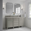 Brittany 60" Double Vanity, Urban Gray, w/ 3 CM Siberian Silestone Top