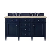 Brittany 60" Double Vanity, Victory Blue, w/ 3 CM Tajnar Eclos Top w/FreePower Wireless Charger