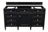 Brittany 60" Single Vanity, Black Onyx w/ 3 CM Parisien Bleu Silestone Top
