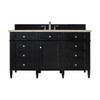 Brittany 60" Single Vanity, Black Onyx, w/ 3 CM Tajnar Eclos Top w/FreePower Wireless Charger