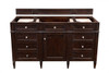 Brittany 60" Single Vanity, Burnished Mahogany w/ 3 CM Parisien Bleu Silestone Top