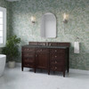 Brittany 60" Single Vanity, Burnished Mahogany w/ 3 CM Parisien Bleu Silestone Top
