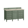 Brittany 60" Single Vanity, Smokey Celadon, w/ 3 CM Tajnar Eclos Top