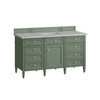 Brittany 60" Single Vanity, Smokey Celadon w/ 3 CM Victorian Silver Top
