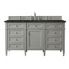 Brittany 60" Single Vanity, Urban Gray, w/ 3 CM Phantome Eclos Top