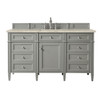 Brittany 60" Single Vanity, Urban Gray, w/ 3 CM Tajnar Eclos Top