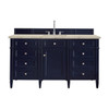 Brittany 60" Single Vanity, Victory Blue, w/ 3 CM Tajnar Eclos Top w/FreePower Wireless Charger