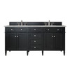 Brittany 72" Double Vanity, Black Onyx w/ 3 CM Victorian Silver Silestone Top