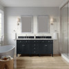 Brittany 72" Double Vanity, Black Onyx w/ 3 CM Victorian Silver Silestone Top