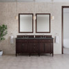 Brittany 72" Double Vanity, Burnished Mahogany w/ 3 CM Parisien Bleu Silestone Top