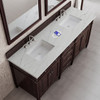 Brittany 72" Double Vanity, Burnished Mahogany w/ 3 CM Ethereal Noctis Silestone Top w/FreePower Wireless Charger