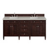 Brittany 72" Double Vanity, Burnished Mahogany, w/ 3 CM Siberian Silestone Top w/FreePower Wireless Charger