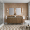 Brittany 72" Double Vanity, Saddle Brown w/ 3 CM Victorian Silver Silestone Top