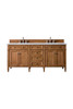 Brittany 72" Double Vanity, Saddle Brown w/ 3 CM Eternal Jasmine Pearl Silestone Top w/FreePower Wireless Charger