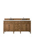 Brittany 72" Double Vanity, Saddle Brown w/ 3 CM Ethereal Noctis Silestone Top w/FreePower Wireless Charger
