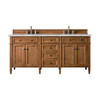 Brittany 72" Double Vanity, Saddle Brown w/ 3 CM Victorian Silver Silestone Top w/FreePower Wireless Charger