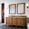 Brittany 72" Double Vanity, Saddle Brown w/ 3 CM Victorian Silver Silestone Top w/FreePower Wireless Charger