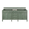 Brittany 72" Double Vanity, Smokey Celadon w/ 3 CM Victorian Silver Top